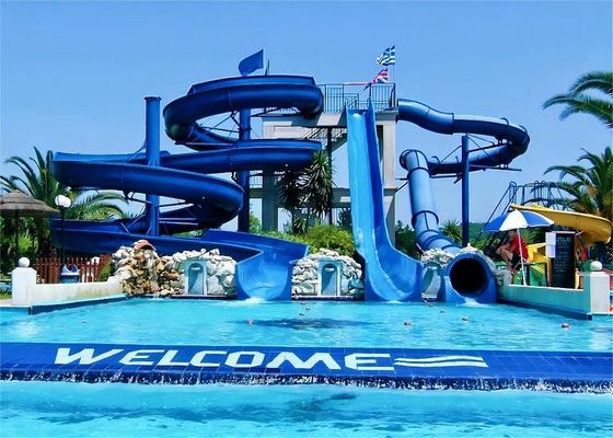 OEM equipamento de parque temático aquático piscina passeios em água quente galvanizado de aço fibra de vidro slide