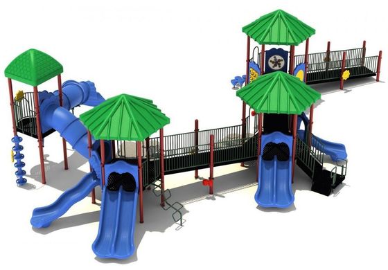 Equipamento de playground externo 3 em 1 Playhouse de plástico com escorrega