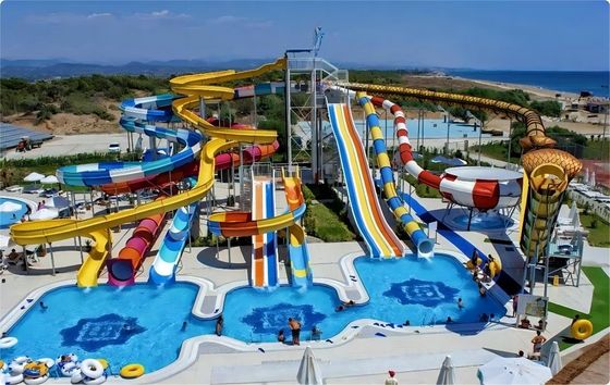 Bom preço. Parque temático aquático comercial piscina passeios de fibra de vidro slide on-line