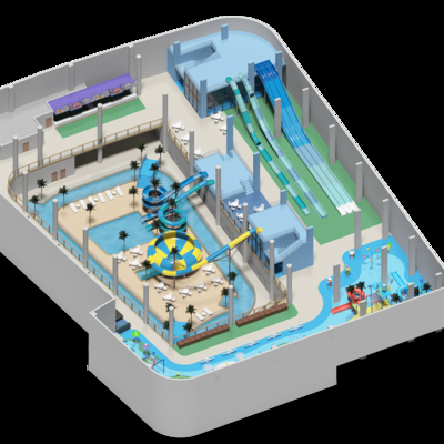 Bom preço. 2500 metros quadrados de parques aquáticos internos de duas camadas Projeto de design para todas as idades on-line