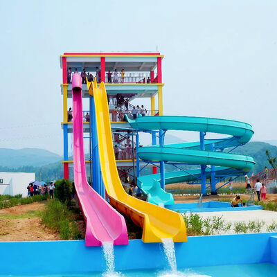 Bom preço. Fibra de vidro personalizável Rainbow Spiral Water Slide Combo 6-8mm espessura on-line