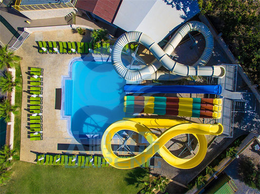 Bom preço. A corrediça de água da piscina do hotel 6m ajustou a cor personalizada da prova fibra de vidro estática on-line