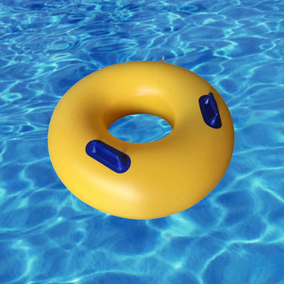 Bom preço. OEM Parque Aquático Tubos Duplos Amarelo Plástico Inflavel Natação Anéis Flutuantes Com Manopla Para Crianças on-line