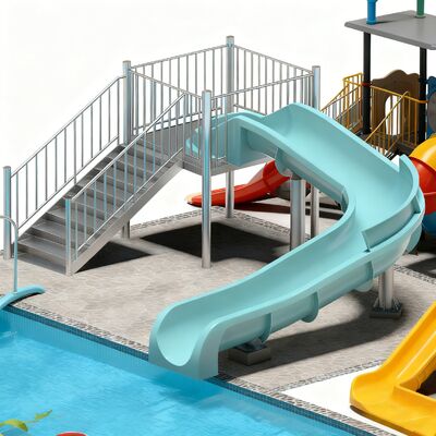 1.4m Tobogã Aberto de Fibra de Vidro para Piscina, Equipamento de Jogo Aquático para Adultos e Crianças para Parques Aquáticos Comerciais à Venda