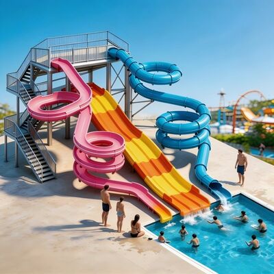 Sistema de deslizamento de parque aquático de fibra de vidro profissional de várias pistas para o projeto de resort de diversões ao ar livre