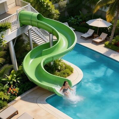Deslizamento de água de fibra de vidro em espiral aberto para hotel comercial resort piscina divertida