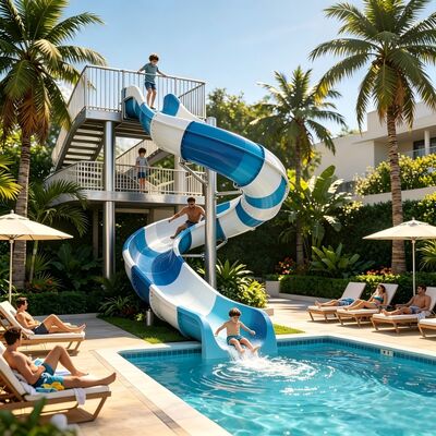 Corrediça de água aberta espiral da piscina da fibra de vidro da qualidade superior para o projeto do recurso e do parque do Aqua