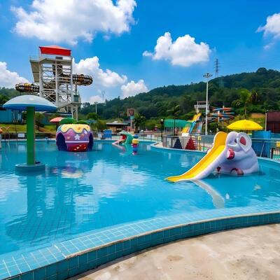 Pad de água de cogumelo de FRP comercial de 1,8 m com escorregadores e fontes para crianças do parque aquático
