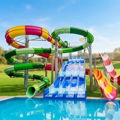 Slide de água de fibra de vidro em espiral fechado 6-10mm espessura para hotel comercial resort piscina parque aquático