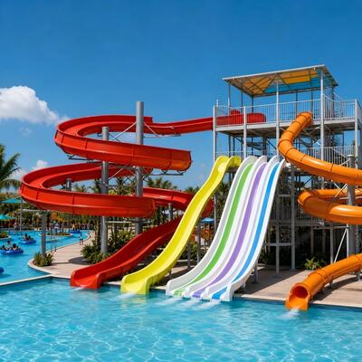 Multi pista comercial que compete e complexo espiral da corrediça de água da fibra de vidro para o Aqua Park Resort