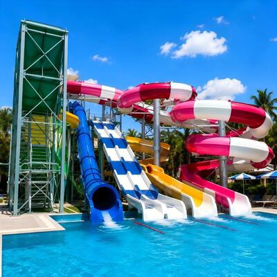 Fabricantes de toboáguas de piscina em fibra de vidro com cores personalizadas para playground de parque aquático