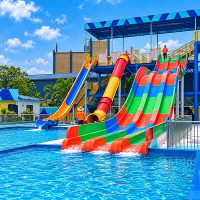 qualidade Tobogã Aquático de Fibra de Vidro Multi Pista Arco-Íris para Parques Aquáticos, Uso para Adultos e Crianças Fábrica