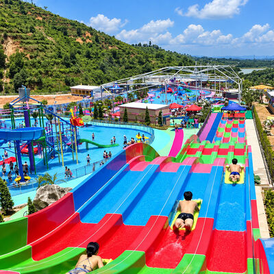 Bom preço. Tobogã de Piscina de Fibra de Vidro Multi Pista Arco-Íris Personalizável para Parques Aquáticos ao Ar Livre online
