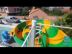 Deslizamento de corpo aberto de 3 metros de altura, deslizamento de piscina verde e amarelo, deslizamento comercial de fibra de vidro